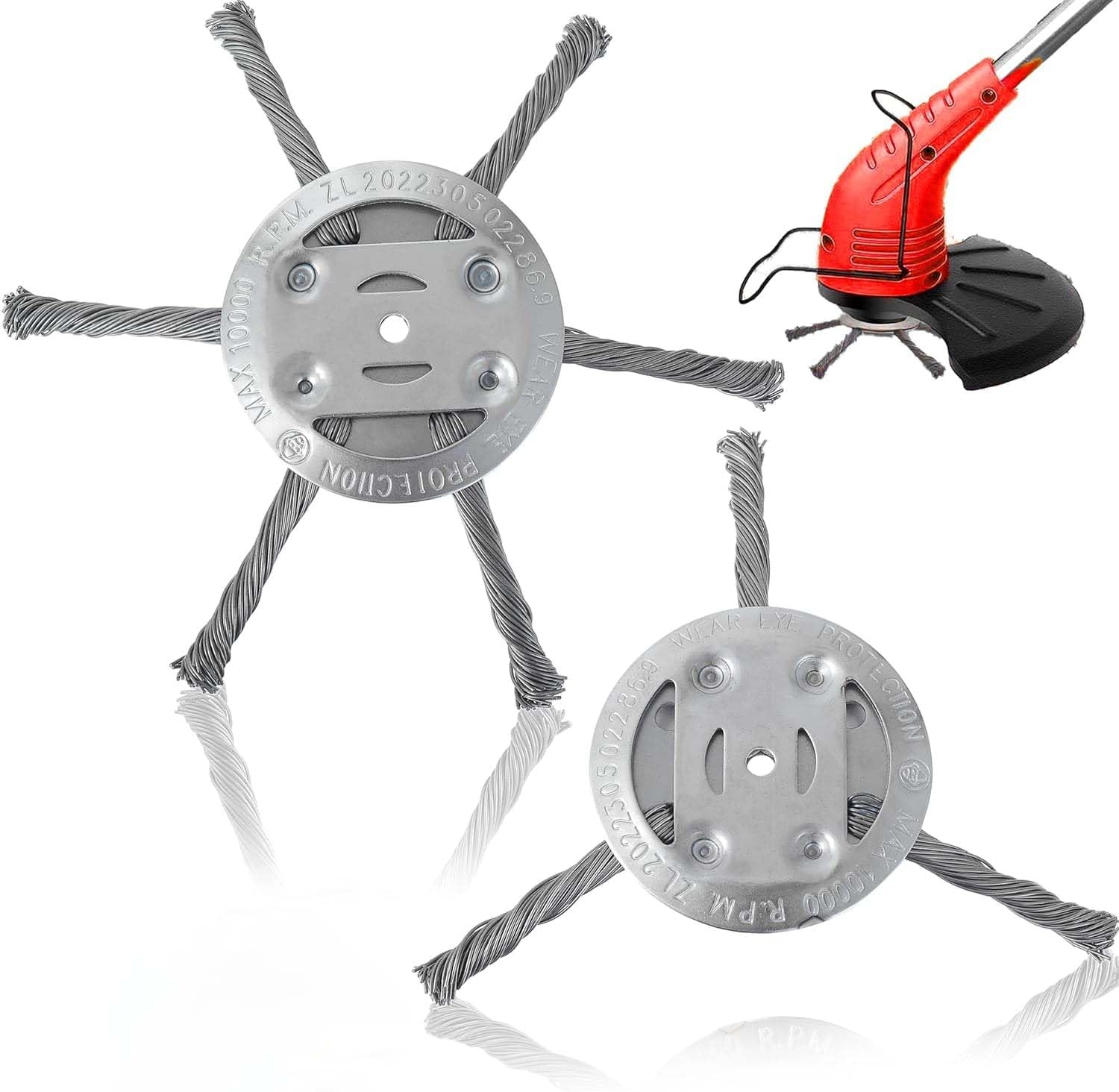 Universeller Freischneiderkopf – 2er-pack – Gedrehter Stahldraht – Moos- Und Unkrautentfernung – Für Akku-rasentrimmer – 150 Mm Durchmesser