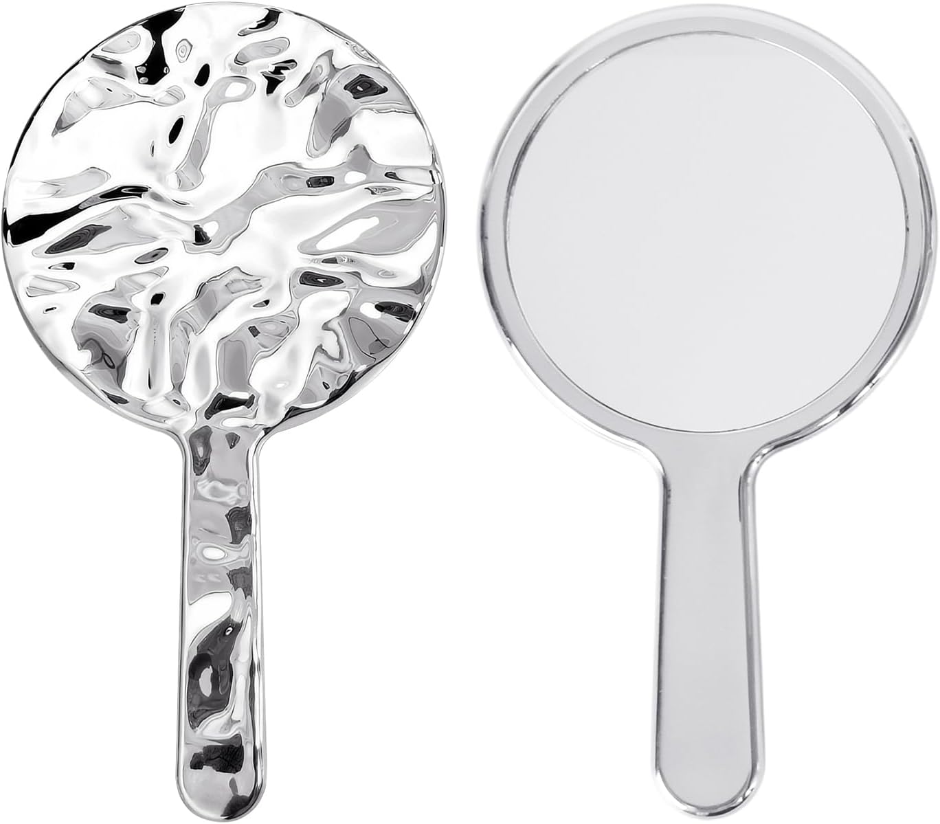 Runder Handspiegel – 1 Stück – Silbernes Abs – Ergonomischer Griff – Für Kosmetikstudio, Friseursalon Oder Unterwegs – 15,8 X 9 Cm