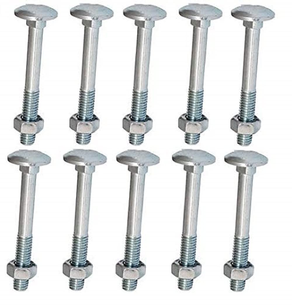 Rundkopfschrauben Und -muttern M6x75 Mm – 10er-pack – Silberverzinkter Stahl – Robuste Befestigung Für Holz Und Metall – Für Schreinerarbeiten Und Heimwerkerprojekte – 75 Mm