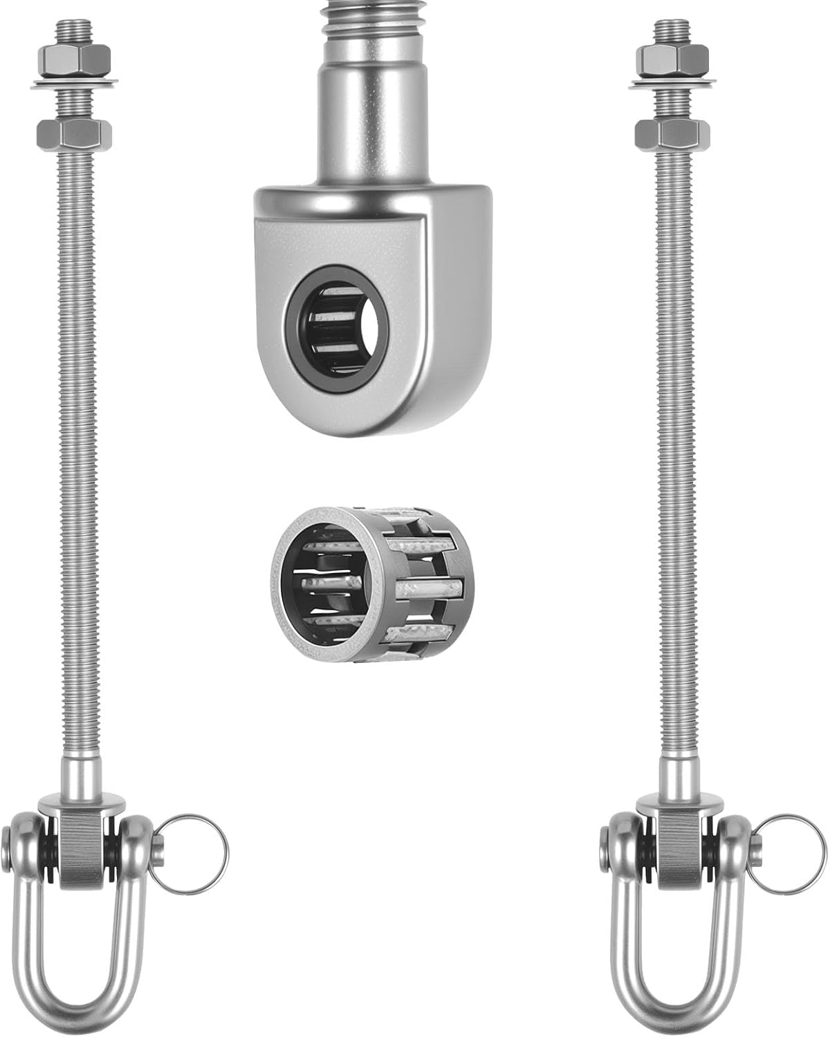 Deckenhaken Aus Edelstahl – 2er-set – 360° Drehbar – Robustes M10-gewinde – Für Hängematten Und Schaukeln – 235 Mm, Silber
