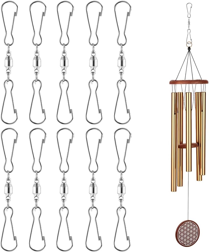 Drehhaken Aus Edelstahl – 10er-pack – Doppeldrehkarabiner – 360°-drehung – Verwicklungsfrei – Windspiele Für Garten Und Balkon – Silber