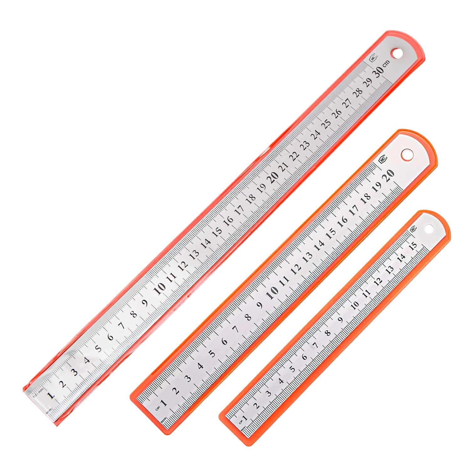 3-teiliges Lineal-set Aus Edelstahl, Doppelseitige Lineale (15 Cm, 20 Cm, 30 Cm), Multifunktionales Messlineal Für Schule, Technisches Zeichnen Und Ingenieurwesen