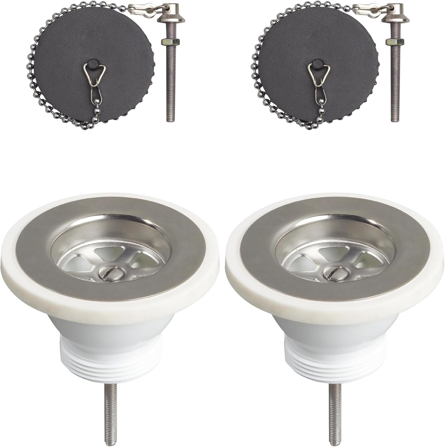 Abflussstopfen Für Küchenspülen – 2er-pack – Polypropylen – Ø 60 Mm – Ohne Überlauf – Weiß
