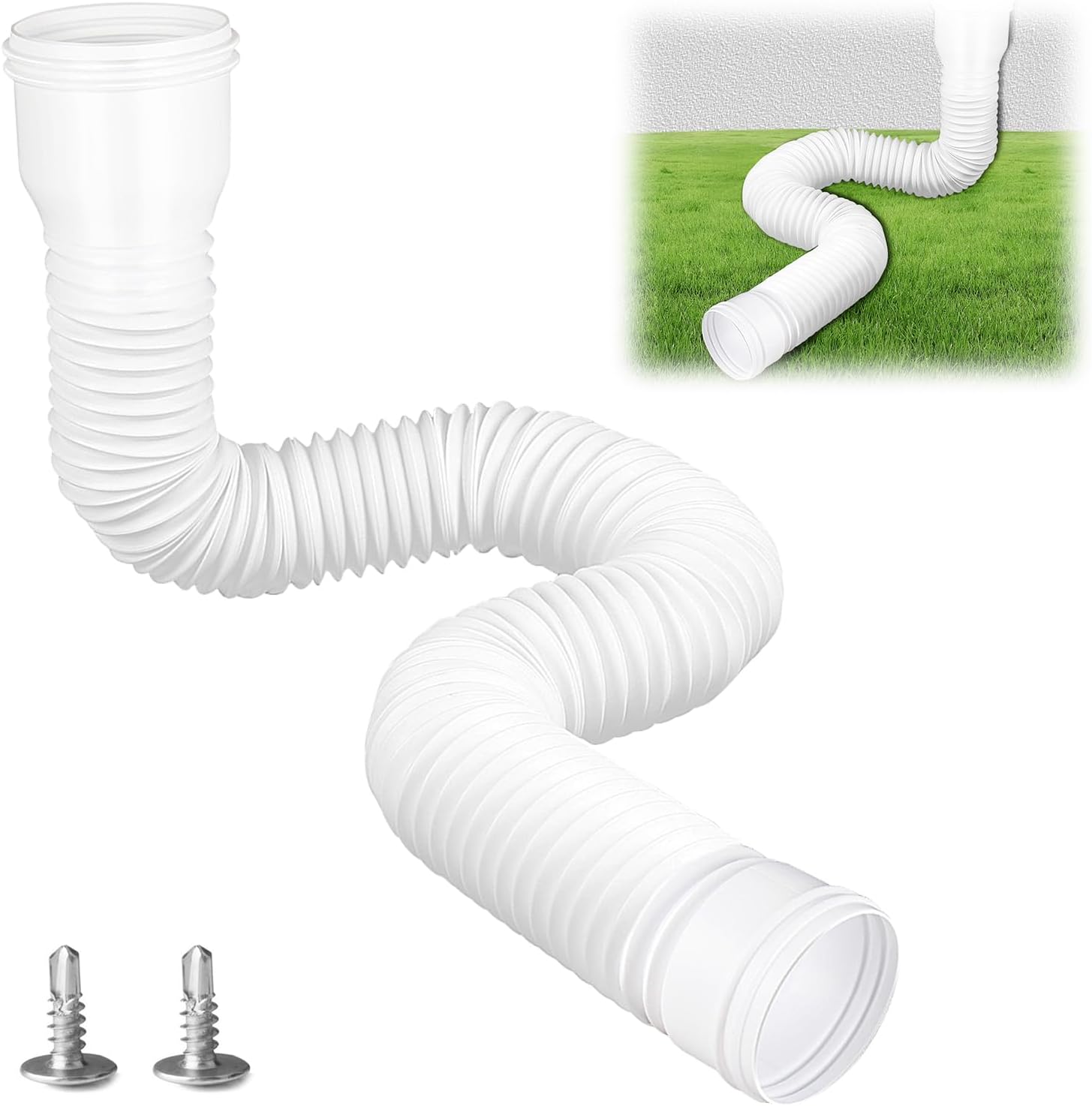 Dachrinnenverlängerung – 1 Stück – Weißer Kunststoff – Flexibel 47 Bis 150 Cm – Regenwasserableitung – Garten Und Dach