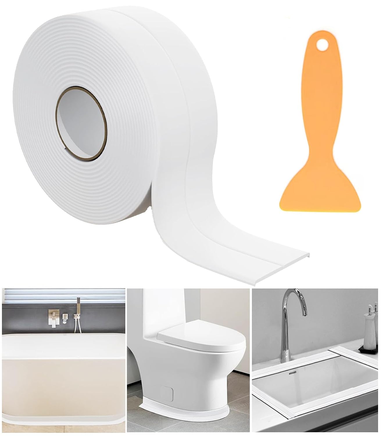 Selbstklebender Dichtungsstreifen – 1 Rolle – Wasserdichtes Weißes Pvc – Feuchtigkeitsschutz – Bad Und Küche – 3,2 M X 38 Mm