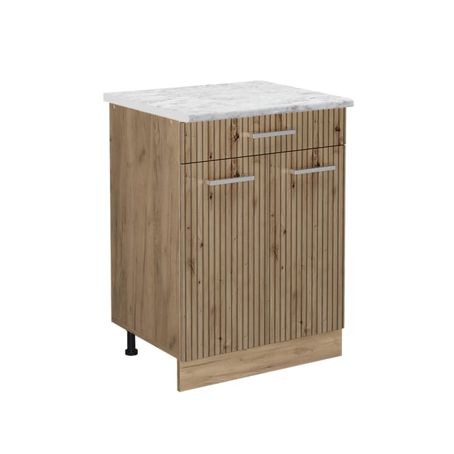 Vicco - Küchenunterschrank R-line, Artisan-eiche, 60 Cm Ap Marmor