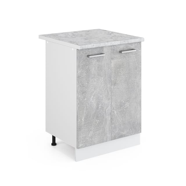 Vicco - Unterschrank R-line, Beton, 60 Cm Mit Türen, Mit Arbeitsplatte
