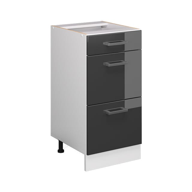 Unterschrank R-line, Anthrazit Hochglanz, 40 Cm Mit Schubladen, Ohne Arbeitsplatte Vicco