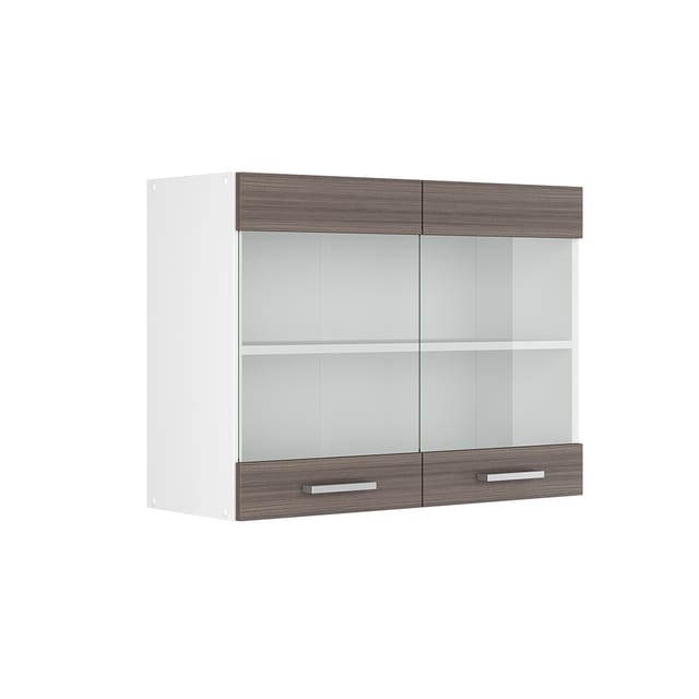 Vicco - Hängeschrank R-line, Grau, 80 Cm Mit Glastüren