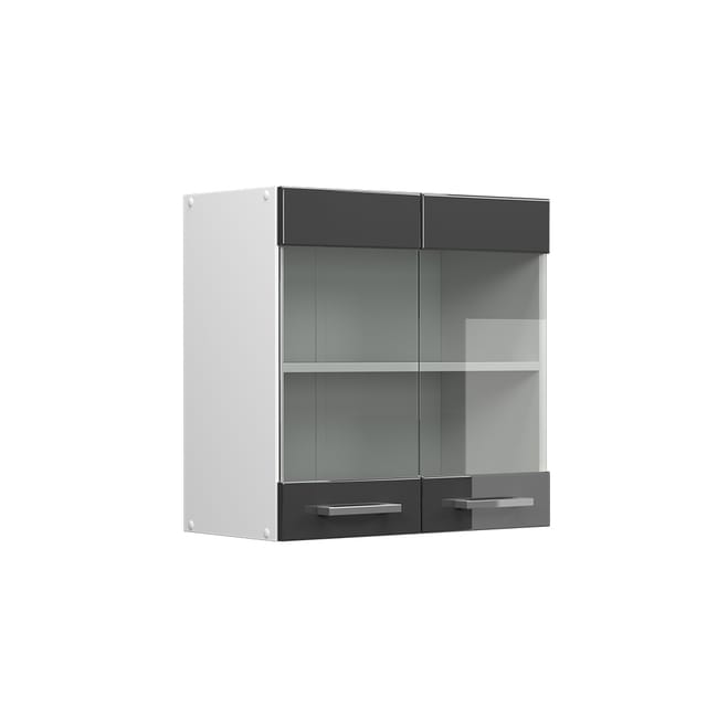 Vicco - Hängeschrank R-line, Anthrazit Hochglanz, 60 Cm Mit Glastüren