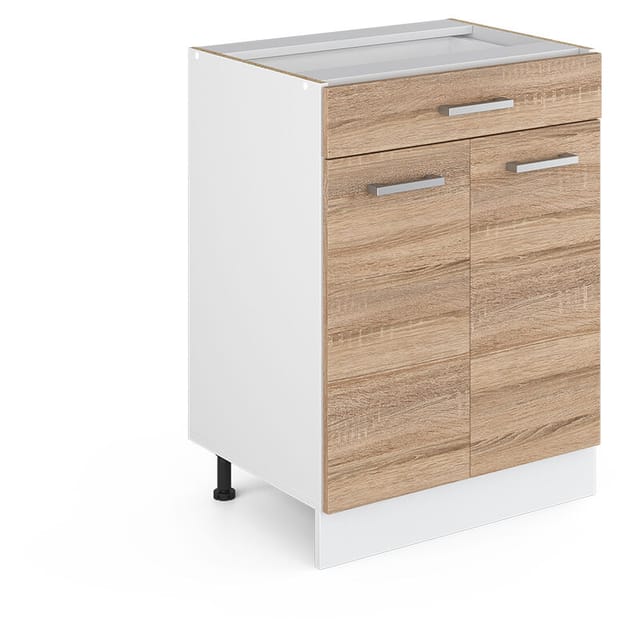Vicco - Unterschrank R-line, Sonoma, 60 Cm Mit Schubladen, Ohne Arbeitsplatte