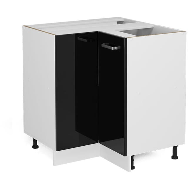 Eckschrank Für Haushaltsgegenstände R-line, Schwarz Hochglanz, 75.6 Cm Mit Tür, Ohne Arbeitsplatte Vicco