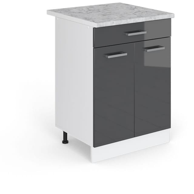 Vicco - Unterschrank R-line, Anthrazit Hochglanz, 60 Cm Mit Schubladen