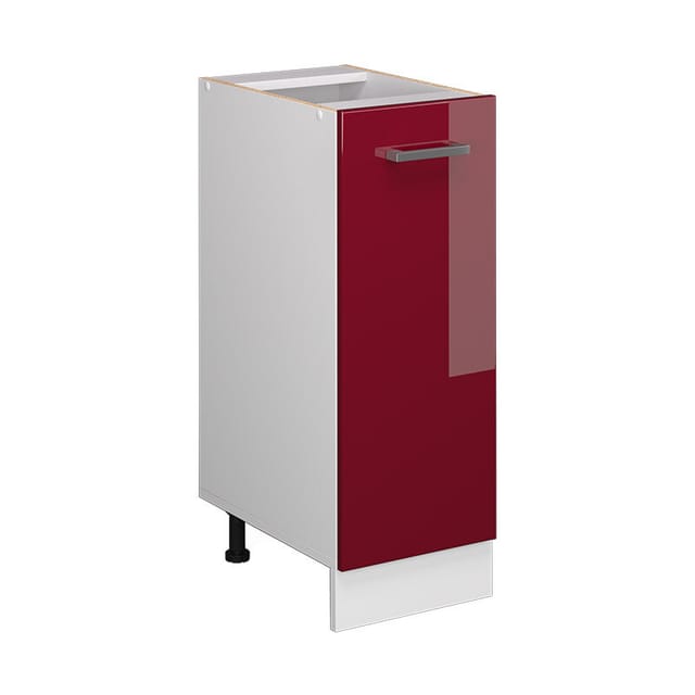 Unterschrank R-line, Bordeaux Hochglanz, 30 Cm Mit Tür, Ohne Arbeitsplatte Vicco