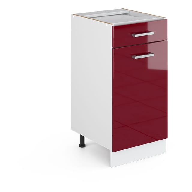 Vicco - Unterschrank R-line, Bordeaux Hochglanz, 40 Cm Mit Schublade, Ohne Arbeitsplatte