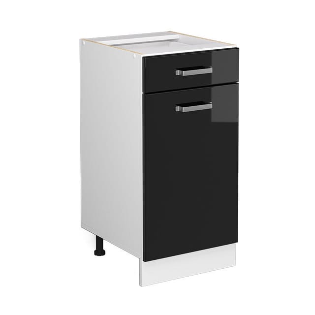 Unterschrank R-line, Schwarz Hochglanz, 40 Cm Mit Schublade, Ohne Arbeitsplatte, Vicco