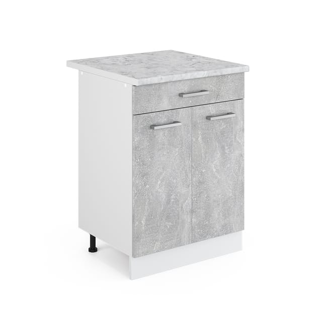 Unterschrank R-line, Beton, 60 Cm Mit Schubladen, Vicco
