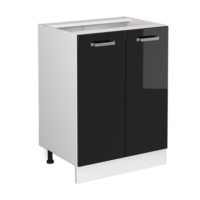Unterschrank R-line, Schwarz Hochglanz, 60 Cm Mit Türen, Ohne Arbeitsplatte Vicco