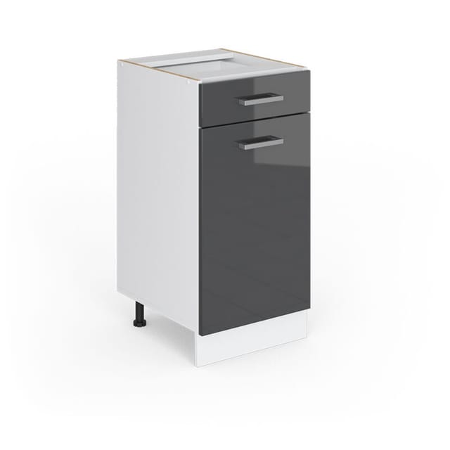 Unterschrank R-line, Anthrazit Hochglanz, 40 Cm Mit Schublade, Ohne Arbeitsplatte Vicco