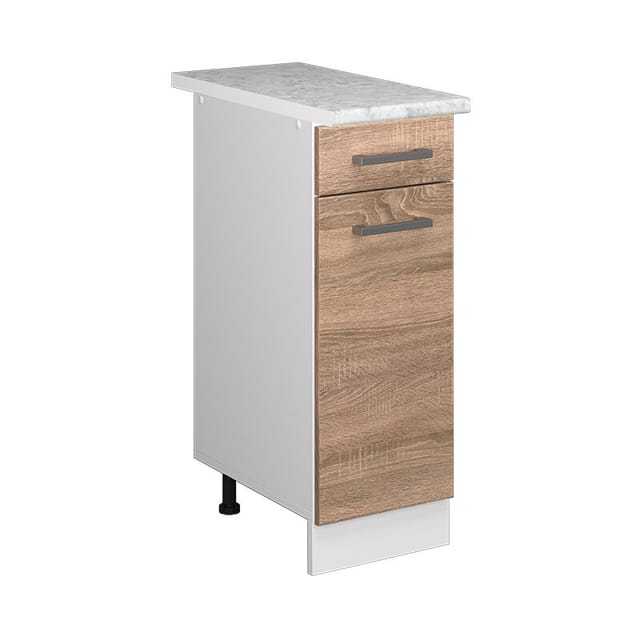 Vicco - Unterschrank R-line, Sonoma, 30 Cm Mit Schublade, Mit Arbeitsplatte