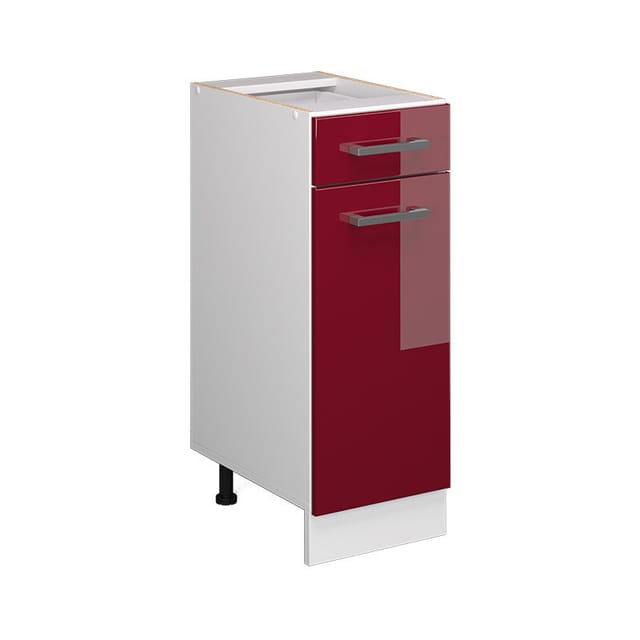 Unterschrank R-line, Bordeaux Hochglanz, 30 Cm Mit Schublade, Ohne Arbeitsplatte, Vicco