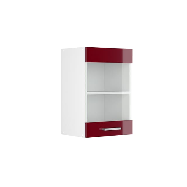 Vicco - Hängeschrank R-line, Bordeaux Hochglanz, 40 Cm Mit Glastür