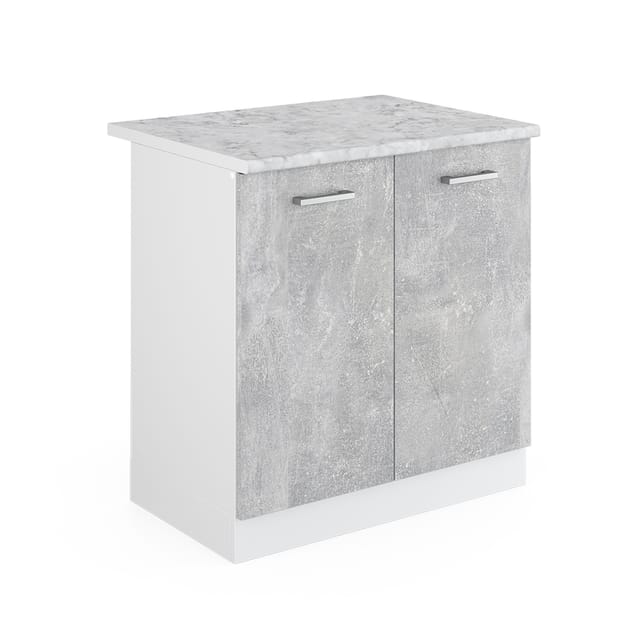 Vicco - Spülenunterschrank R-line, Beton, 80 Cm Mit Türen, Mit Arbeitsplatte