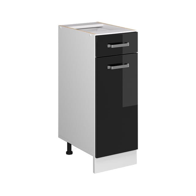 Unterschrank R-line, Schwarz Hochglanz, 30 Cm Mit Schublade, Ohne Arbeitsplatte Vicco