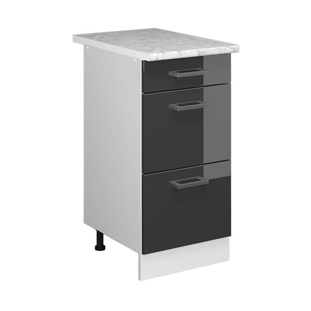 Vicco - Unterschrank R-line, Anthrazit Hochglanz, 40 Cm Mit Schubladen