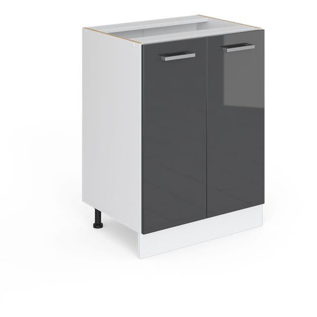 Unterschrank R-line, Anthrazit Hochglanz, 60 Cm Mit Türen, Ohne Arbeitsplatte Vicco