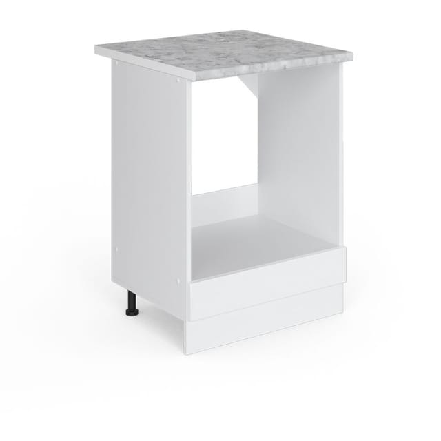 Unterschrank R-line, Weiß Hochglanz, 60 Cm Mit Großnische, Mit Arbeitsplatte, Vicco