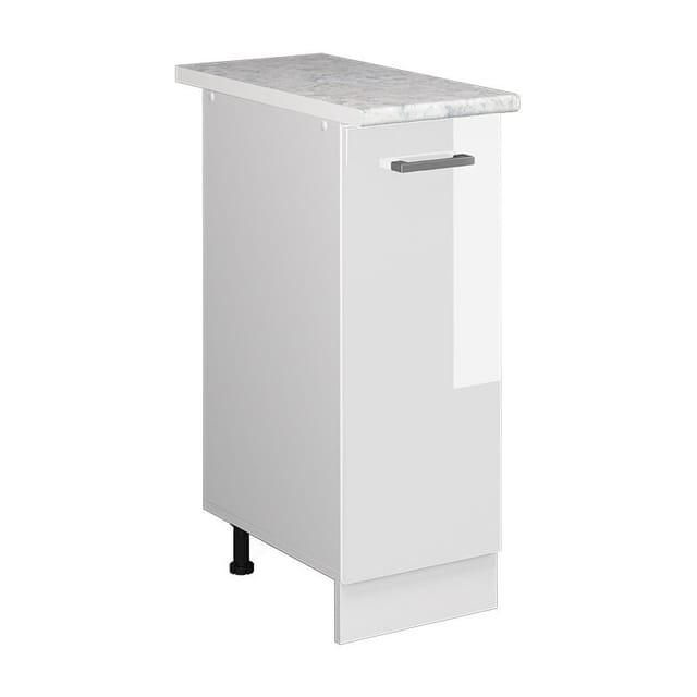 Vicco - Unterschrank R-line, Weiß Hochglanz, 30 Cm Mit Tür, Mit Arbeitsplatte