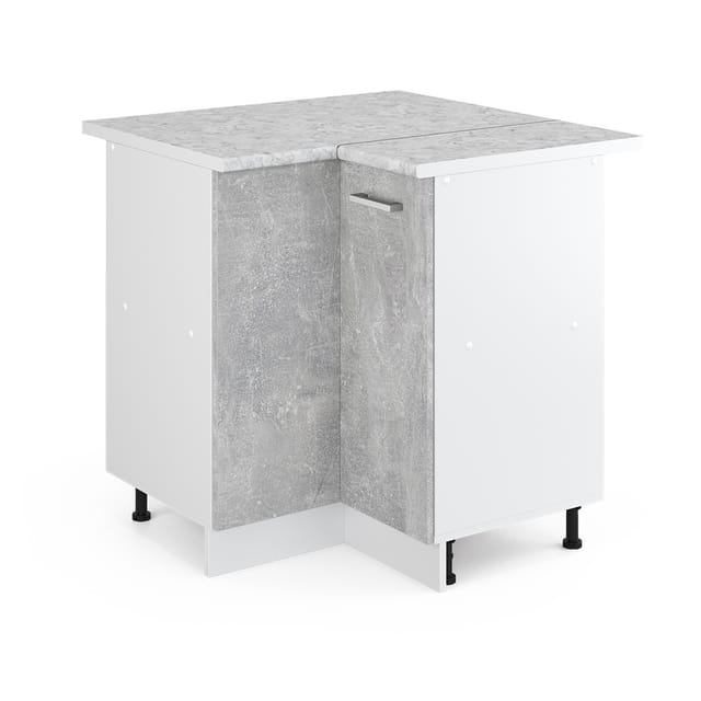 Eckschrank Für Haushaltsgegenstände R-line, Beton, 75.6 Cm Mit Tür, Mit Arbeitsplatte Vicco
