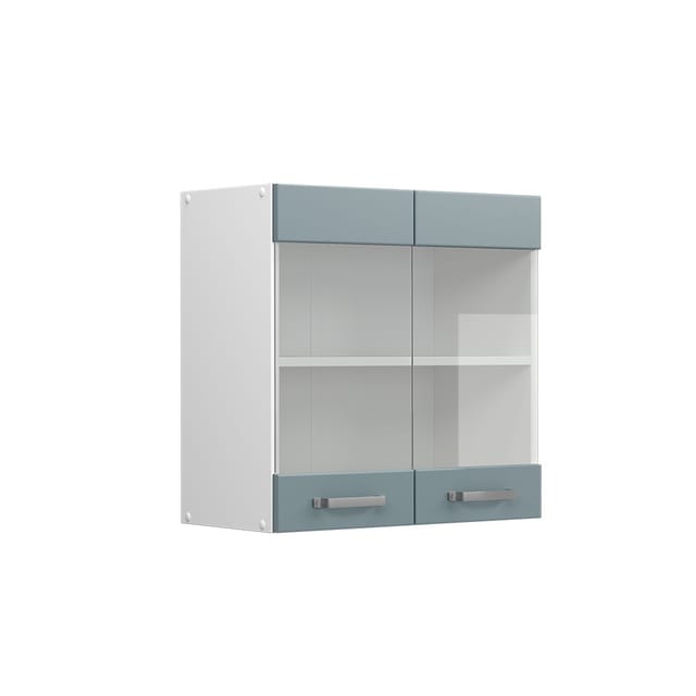 Vicco - Hängeschrank R-line, Blau-grau, 60 Cm Mit Glastüren