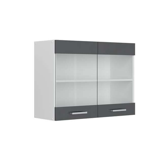 Vicco - Hängeschrank R-line, Anthrazit Hochglanz, 80 Cm Mit Glastüren