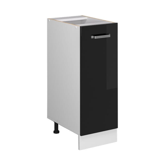 Unterschrank R-line, Schwarz Hochglanz, 30 Cm Mit Tür, Ohne Arbeitsplatte Vicco