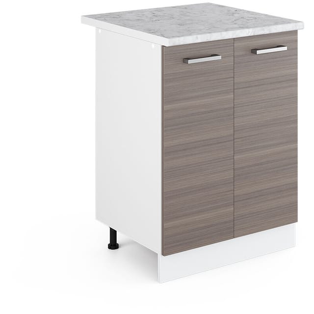 Vicco - Unterschrank R-line, Grau, 60 Cm Mit Türen, Mit Arbeitsplatte