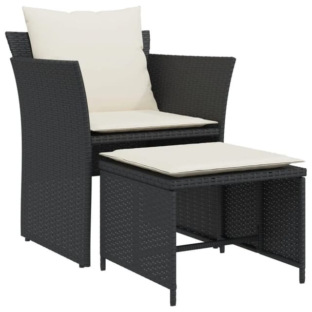 Gartenstuhl Mit Fußhocker Schwarz Poly Rattan - Vidaxl