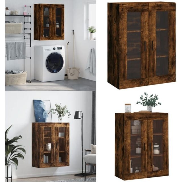 Wandschrank Räuchereiche 69,5x34x90 Cm - Hängeschrank - Wandschrank - Regal - Aufbewahrung - Holzschreibtisch - Home & Living