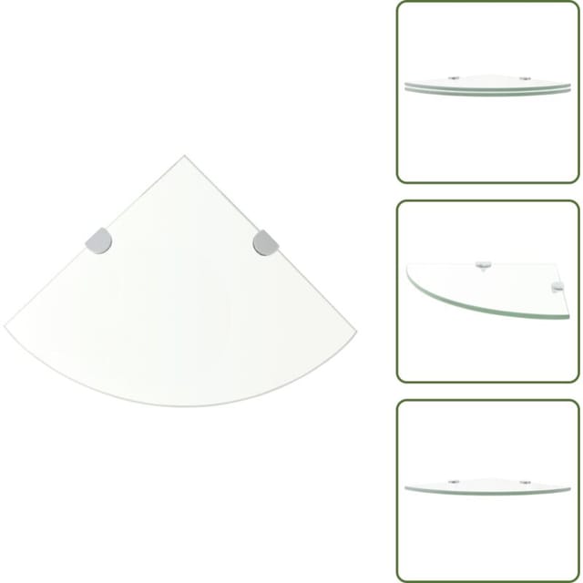 Eckregale 2 Stk. Mit Verchromten Halterungen Glas Transparent - Wandregal - Eckregal - Glasregal - Regal Transparent - Küchenregal