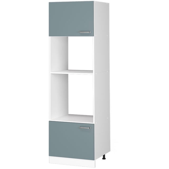Vicco - Hochschrank R-line, Blau-grau, 60 Cm Mit Offenen Regalen, Und Türen