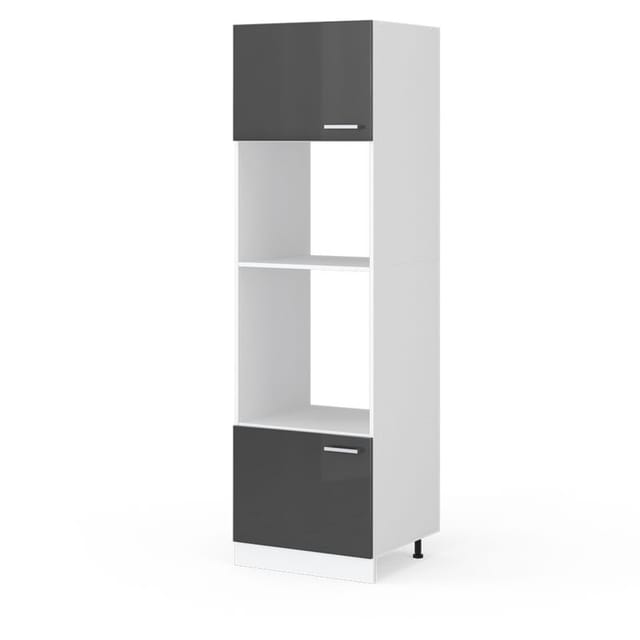 Vicco - Hochschrank R-line, Anthrazit Hochglanz, 60 Cm Mit Offenen Regalen, Und Türen