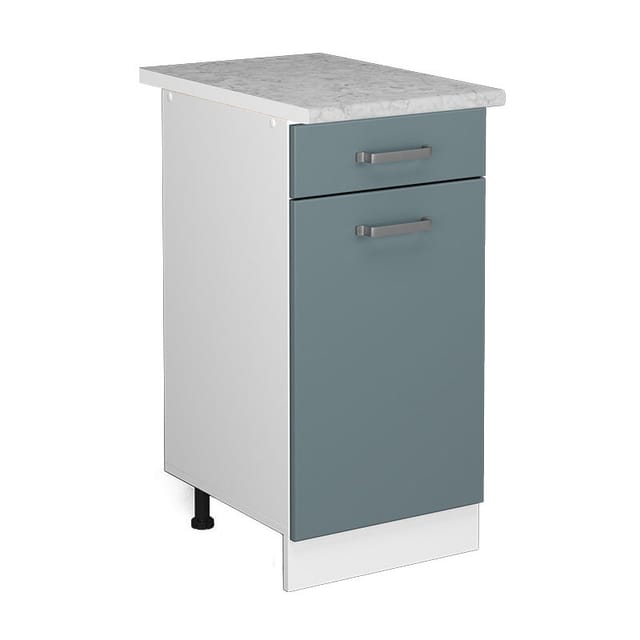 Vicco - Unterschrank R-line, Blau-grau, 40 Cm Mit Schublade, Mit Arbeitsplatte