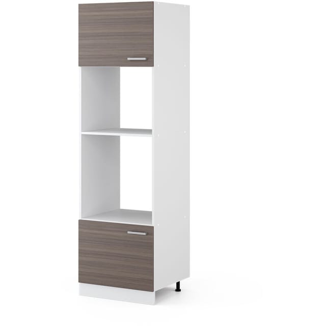 Hochschrank R-line, Grau, 60 Cm Mit Offenen Regalen, Und Türen, Vicco
