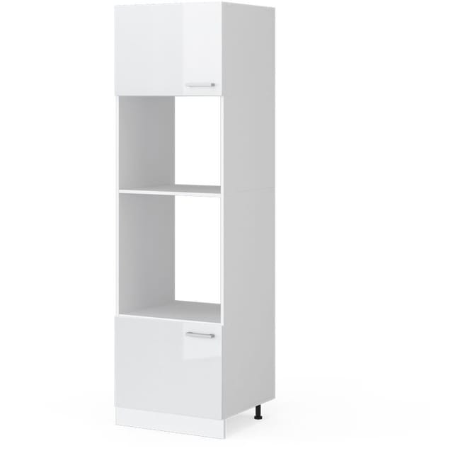 Hochschrank R-line, Weiß Hochglanz, 60 Cm Mit Offenen Regalen, Und Türen, Vicco
