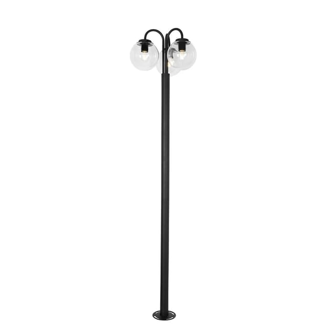 Qazqa - Laterne Schwarz Mit Klarglas 200 Cm 3-flammig Ip44 - Sfera