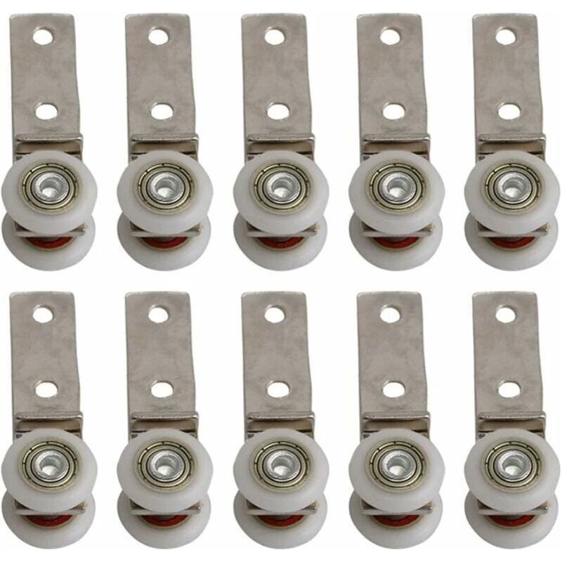 Pack De 10 Roulettes En Métal 1,9 Cm Capacité De Charge Jusqu'à 40 Kg Pour Portes Coulissantes Et Meubles Installation Facile Avec Support