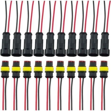 Fiche Etanche, Électrique Prise Mâle Et Fem, Awg Connecteur Etanche Electrique (2 Broches Avec Fil × 10 Kits)