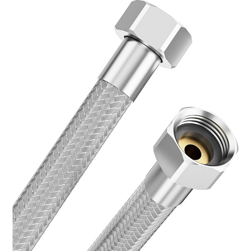 Tuyau Flexible 1/2" Femelle Raccord Des Deux Côtés - Tuyau Epdm Tressé Acier Inox, Flexible Sanitaire Pour Robinet, Robinet D'Angle, Lavabo, Cuisine, Salle De Bain, Toilettes Wc - 100cm