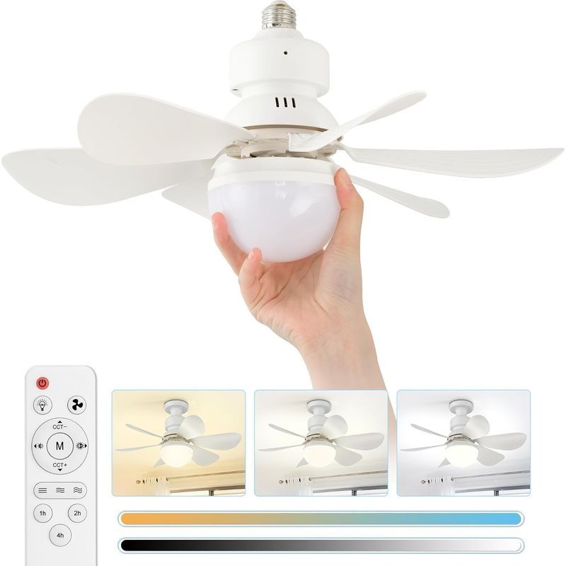 Ventilateur De Plafond 30 W Avec Éclairage Et Télécommande, Culot À Vis E26, Télécommande Murale, Led À Intensité Variable (3000-6500 K)